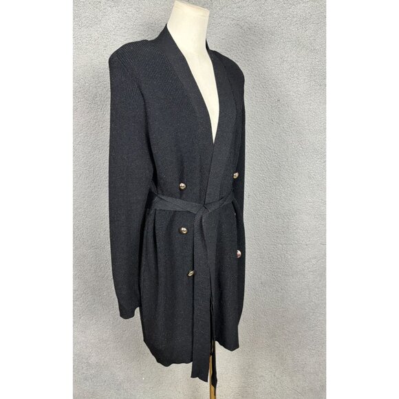 International Concepts Metallic Double-Breasted Cardigan Black Plus 0X NWT's - Picture 3 of 8